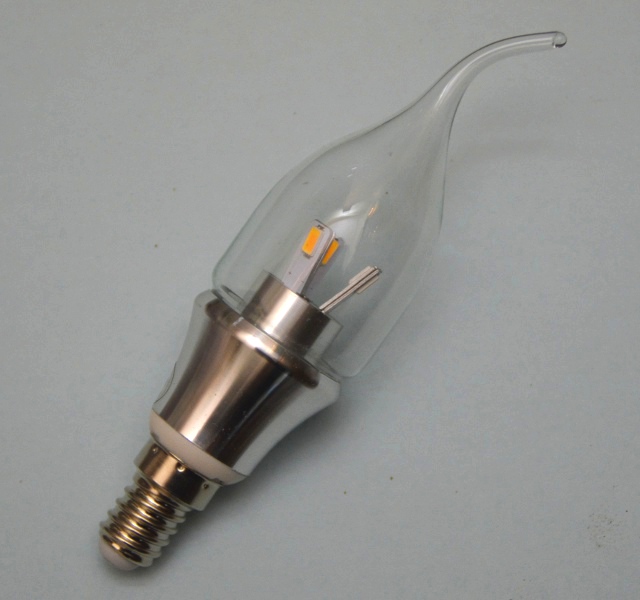 (image for) LED Candle Flame 3w Silver 3pr SES